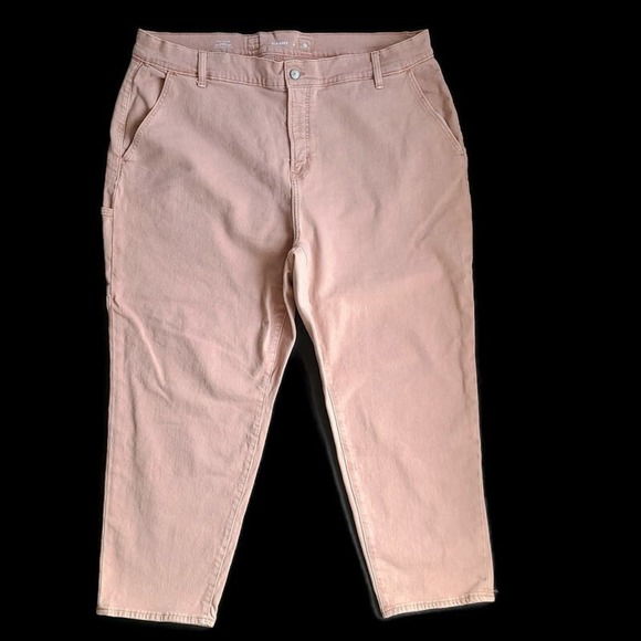 Old Navy Extra High Rise Jeans 24 Curvy Ski-Hi Straight Dusty Pink Smooth - Picture 2 of 12